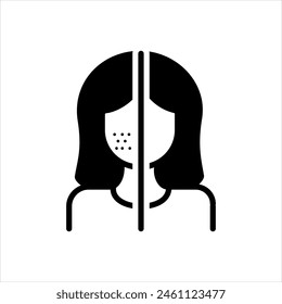 Vector solid black icon for before after