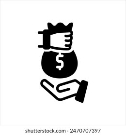 Vector solid black icon for borrower