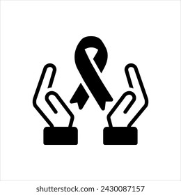 Vector solid black icon for cancer