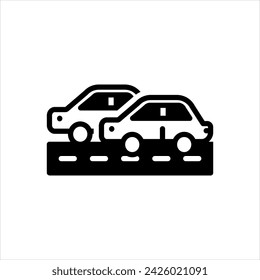 Vector solid black icon for cars