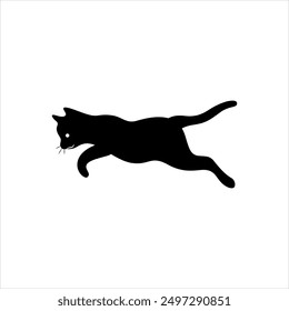 Vector solid black icon for cat