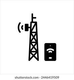 Vector solid black icon for  cell tower