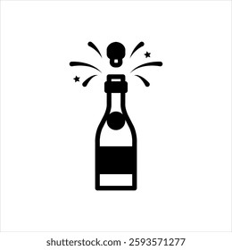 Vector solid black icon for champagne