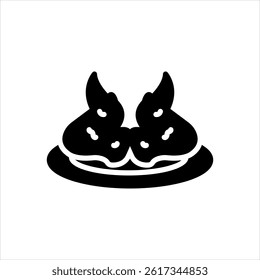 Vector solid black icon for chicken wings