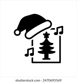 Vector solid black icon for christmas carols