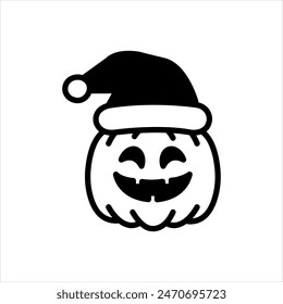Vector solid black icon for christmas pumpkin