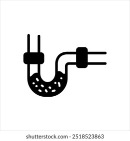 Icono negro sólido de Vector para tubería obstruida