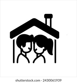 Vektor-durchgezogenes schwarzes Symbol für Co-Habitat
