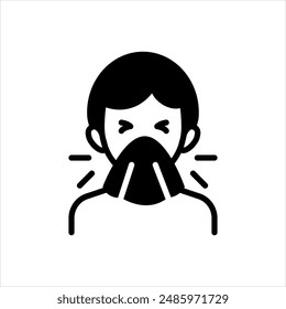 Vector solid black icon for common cold