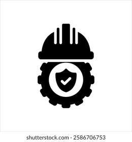 Vector solid black icon for construction security