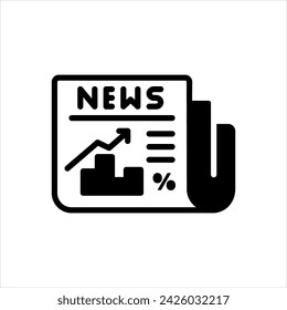 Vector solid black icon for context news