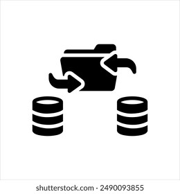 Vector solid black icon for data migration