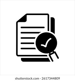 Vector solid black icon for document validation