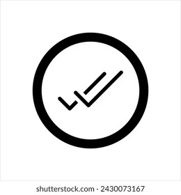 Vector solid black icon for double tick
