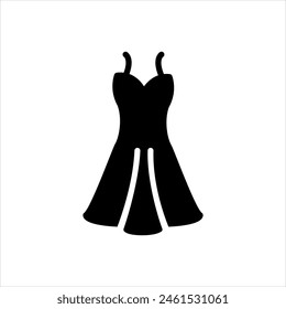 Vector solid black icon for dress