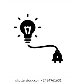 Vector solid black icon for electricity