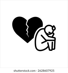 Ícone preto sólido vetorial para dor emocional