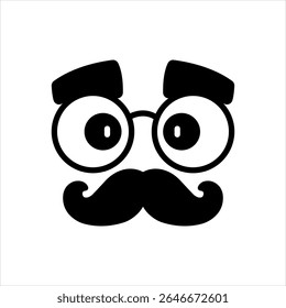 Vector solid black icon for fake mustache
