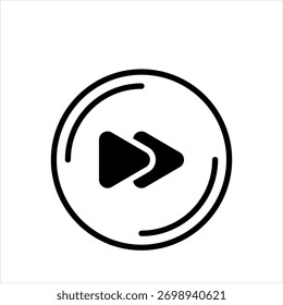 Ícone preto sólido vetorial para avanço rápido