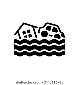 Vector solid black icon for flood