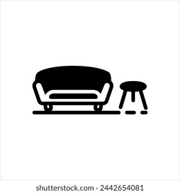 Vector solid black icon for furniture