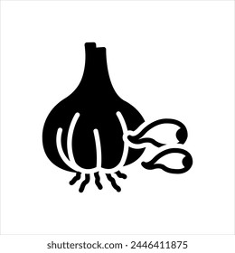 Vector solid black icon for garlic