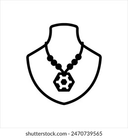 Vector solid black icon for gemstone necklace