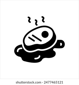 Vector solid black icon for grilled meat