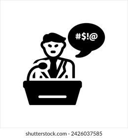 Vector solid black icon for hate speech