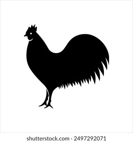 Vector solid black icon for hen