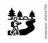 Vector solid black icon for hiking trails