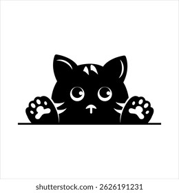 Vector solid black icon for house cat