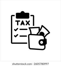 Vector solid black icon for income tax