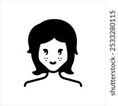 Vector solid black icon for japanese girl