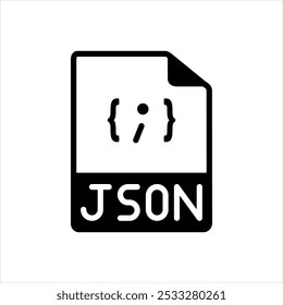 Vector solid black icon for json