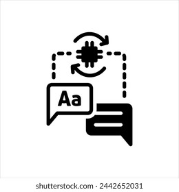 Vector solid black icon for language processing