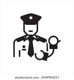 Vector solid black icon for law enforcement