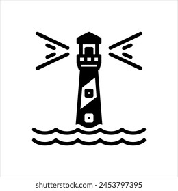 Vector solid black icon for lighthouse