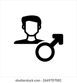 Ícone preto sólido para macho