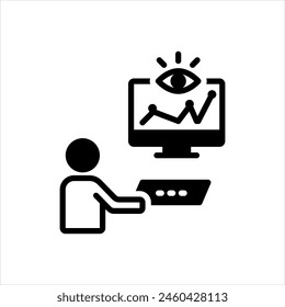 Vector solid black icon for monitoring
