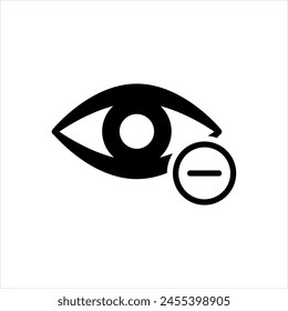 Vector solid black icon for nearsight lens