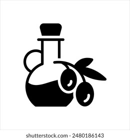 Vector solid black icon for olive oil