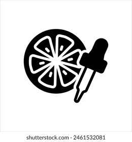 Vector solid black icon for orange essential oil