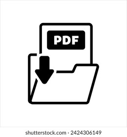 Vector solid black icon for pdf download