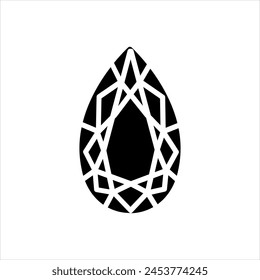 Vector solid black icon for pear diamond