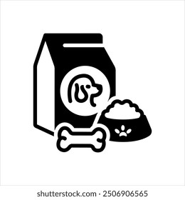 Vector solid black icon for pet food