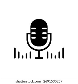 Ícone preto sólido vetorial para podcast