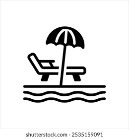 Vector solid black icon for pool deck