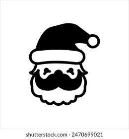 Vector solid black icon for santa clause