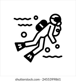 Vector solid black icon for scuba dive